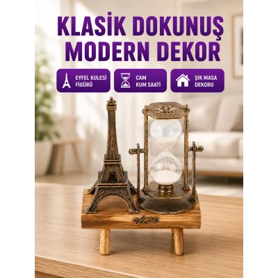 BUĞZ Masa Üstü Ahşap Kum Saati – Dekoratif, Dayanıklı ve Şık
