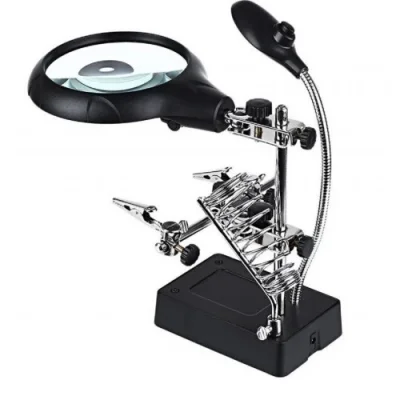 BUĞZ Masa Üstü Mandallı ,2.5x90mm, 7.5x34mm Mercekli ,adaptörlu Işıklı Büyüteç