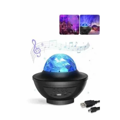 BUĞZ Masa ve Gece Lambası Renkli Projektör Işıklı Disko Topu Bluetooth Hoparlör - BUĞZ