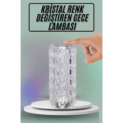  Masa ve Gece Lambası Şık ve Dayanıklı Sensörlü Şarjlı Kristal Lamba