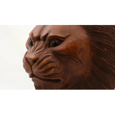 BUĞZ Maun Ağacı El Yapımı Dekoratif Aslan Büstü