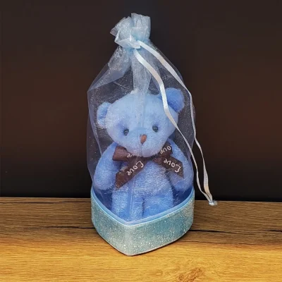 BUĞZ Mavi Hediyelik Kese İçinde Ayıcık