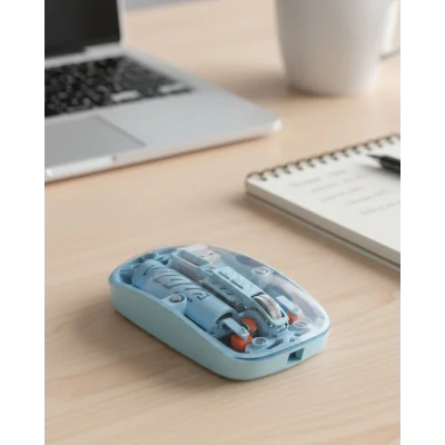 BUĞZ Mavi Kablosuz Mouse Bluetooth ve USB Çift Mod Bağlantılı