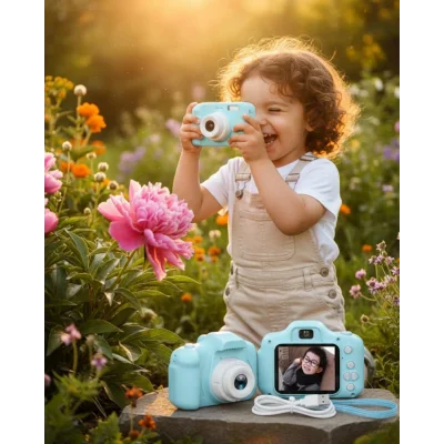 BUĞZ Mavi Kompakt Mini Kamera HD Video ve Fotoğraf Çekim Özellikli Şarjlı Model