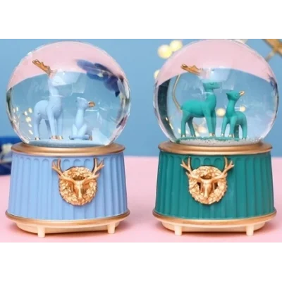 BUĞZ Mavi-yeşil Geyik Kar Küresi Küçük Boy