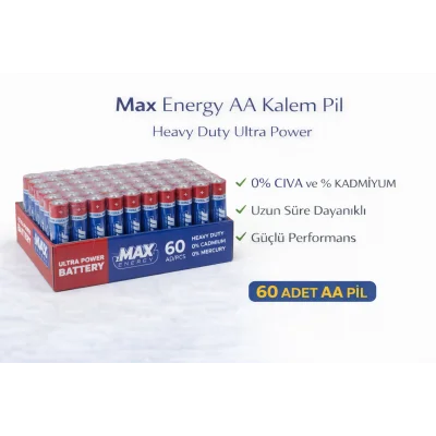 BUĞZ Max Energy AA Kalem Pil 1.5V R6 Heavy Duty Ultra Power 4lü 15 Paket
