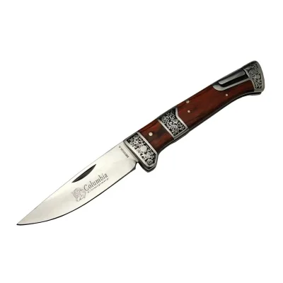 BUĞZ Mb3936a Kahverengi Av / Kamp Çakısı 20cm- Manuel, İşlemeli, Kemerlikli, Ahşap Sap