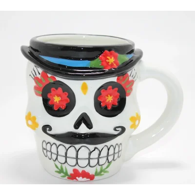 BUĞZ Meksikalı Kurukafa Karakterli Kabartmalı Kupa Bardak