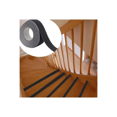 BUĞZ Merdiven Zemin Kaydırmaz Güçlü Bant Yapışkanlı Kaymaz Bant Siyah 25 Mm X 5 Metre