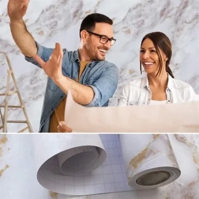  Mermer Desenli Masa Tezgah Mutfak Su Geçirmez Yapışkanlı Folyo Sticker Sarı 5x0,6m