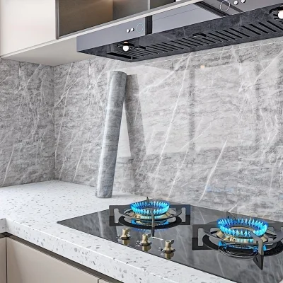 BUĞZ Mermer Desenli Mutfak Duvar Kağıdı Sticker - 5mx60cm Su Geçirmez, Yağa Dayanıklı, Yüksek Sıcaklığa Dayanıklı Tezgah, Dolap, Ocak Yenileme Folyosu T04 ( BUĞZ )