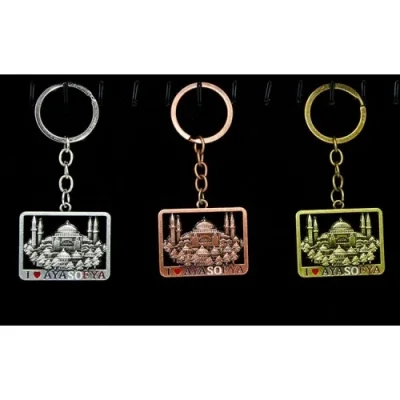  Metal Ayasofya Anahtarlık Kare Tasarım