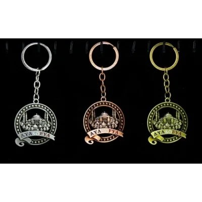  Metal Ayasofya Anahtarlık Yuvarlak Tasarım