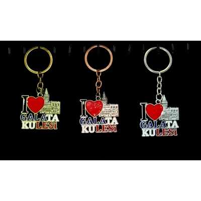 BUĞZ Metal Galata Kulesi Anahtarlık (I Love Galata Kulesi)