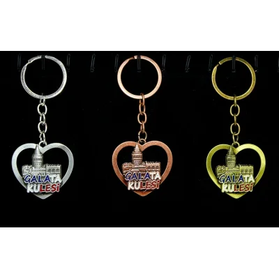 BUĞZ Metal Galata Kulesi Anahtarlık Kalp Tasarımlı