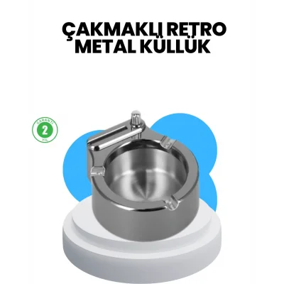 BUĞZ Metal Küllük Çakmaklı Masa Üstü Şık Tasarım