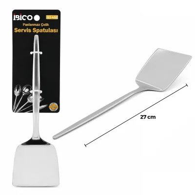 BUĞZ Metal Servis Spatulası - Krom Renk - 27 cm - Paslanmaz Çelik