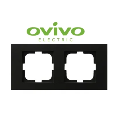  Metalik Siyah İkili Çerçeve Grano - Priz ve Anahtar İçin Uyumlu Çerçeve