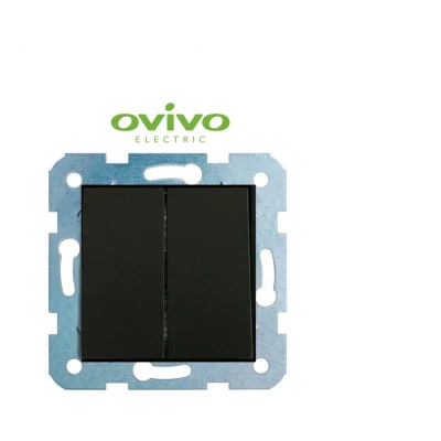  Metalik Siyah Komutatör Anahtar Çerçevesiz Grano - Priz ve Anahtar İçin Uyumlu Çerçeve