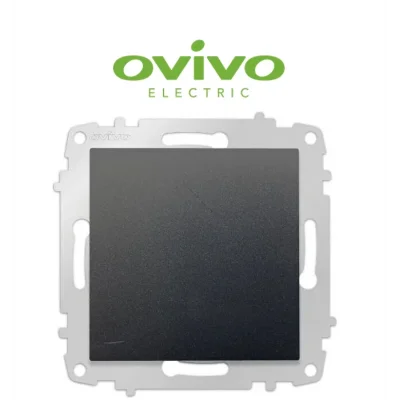  Metalik Siyah Tekli Anahtar Çerçevesiz Grano - Priz ve Anahtar İçin Uyumlu Çerçeve