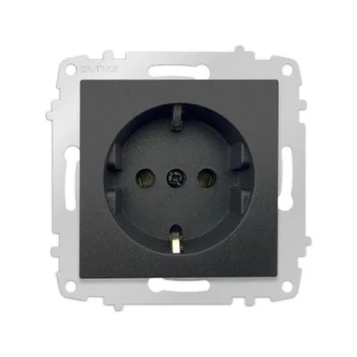  Metalik Siyah Topraklı Priz Çerçevesiz Grano - Priz ve Anahtar İçin Uyumlu Çerçeve