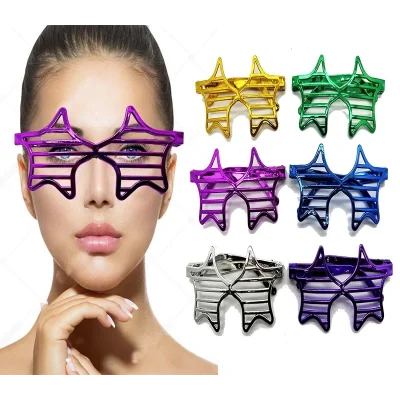 BUĞZ Metalize Ekstra Parlak Yıldız Panjur Parti Gözlüğü 6 Renk 6 Adet