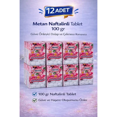 BUĞZ Metan Naftalinli Tablet 100 gr Güve Önleyici Dolap ve Çekmece Koruyucu 12 Adet