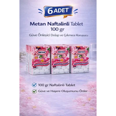 BUĞZ Metan Naftalinli Tablet 100 gr Güve Önleyici Dolap ve Çekmece Koruyucu 6 Adet