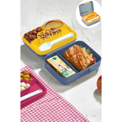 BUĞZ Meyve Suyu Bölmeli - Tabaklı Beslenme Kabı  Diyet Kabı -Çatal Bıçak Kaşık Dahildir