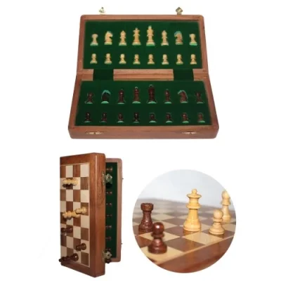  Mıknatıs Taşlı Ahşap Katlanabilir Kutulu Satranç Oyunu 30 Cm