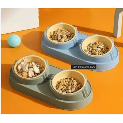 BUĞZ Mikopet Çift Bölmeli Mama ve Su Kabı