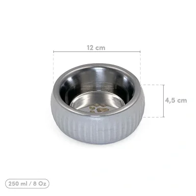 BUĞZ Mikopet Organik Seramik Mama Kabı Gri