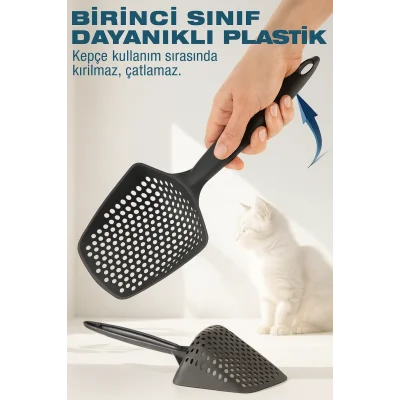 BUĞZ Mikro Delikli Kedi Kumu Küreği – Kum İsrafını Önleyen Dayanıklı Ergonomik Temizlik Küreği