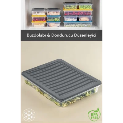  Mikrodalga Uyumlu Saklama Kabı Erzak Kabı Antrasit 1 X 2400ml