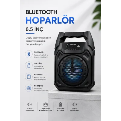 BUĞZ Mikrofonlu Bluetooth Ses Sistemli USB, Micro SD, FM ve Uzun Pil Ömrü