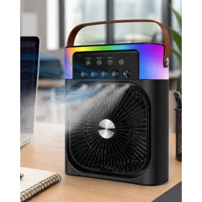 BUĞZ Mini Klima Fan Buharlı Soğutucu RGB Led Işıklı Taşınabilir Masaüstü Fan