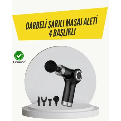 BUĞZ Mini Masaj Tabancası 4 Başlık 6 Hız Ayarlı
