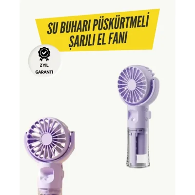  Mini Masaüstü ve El Tipi Buğu Fanı – Su Depolu, Şarj Edilebilir, Nemlendirici Özellikli