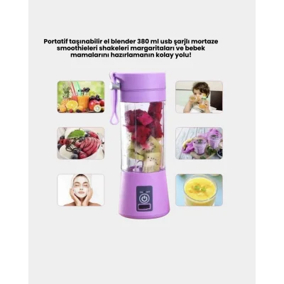 BUĞZ Mini Taşınabilir Blender 380ml USB Şarjlı Detoks Smoothie Hazırlayıcı - Lisinya