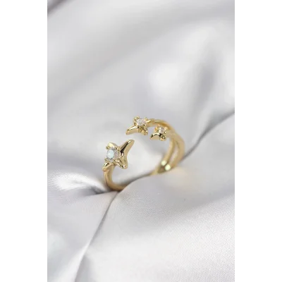 BUĞZ Minimal Kutup Yıldızı Model Gold Renk Kadın Yüzük