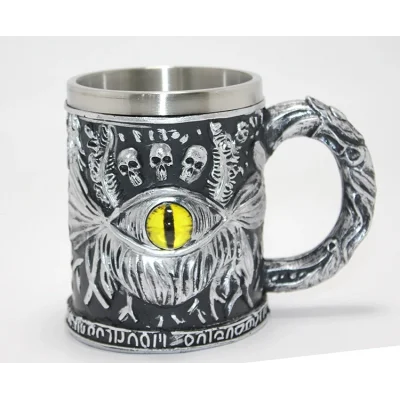 BUĞZ Mistik Ejderha Gözü 3D Kabartmalı Paslanmaz Çelik Kupa Bardak