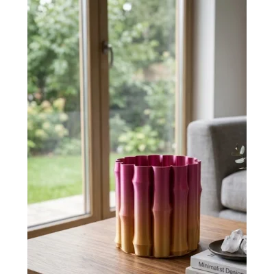 BUĞZ Modern 3D Baskı Mor Sarı Vazo Ev Ofis Dekorasyon Şık Tasarım