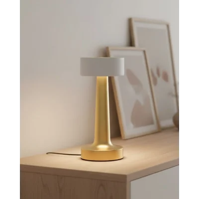 BUĞZ Modern Altın Gövdeli LED Masa Lambası 3 Işık Modlu