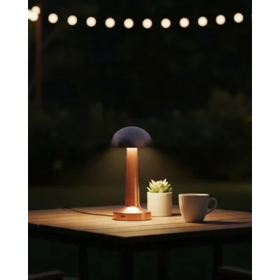 BUĞZ Modern Bronz Masa Lambası 3 Renk LED Dokunmatik Şarjlı Model