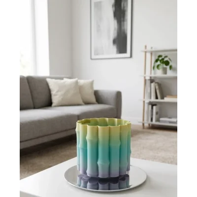 BUĞZ Modern Dekoratif Vazo Yeşil Geçişli Şık Tasarım Masa Üstü Kullanım