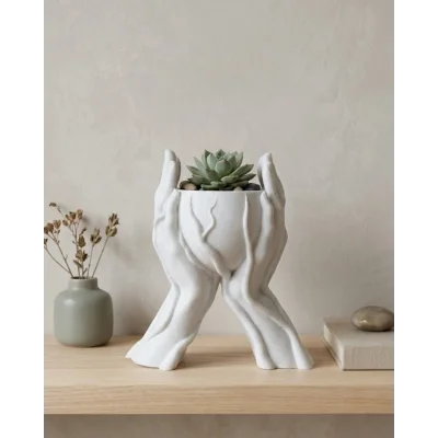 BUĞZ Modern Ev Dekoru İçin El Şeklinde 3D Baskı Dekoratif Saksı Vazo