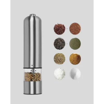 BUĞZ Modern Otomatik Baharat Öğütücü Seti – Pilli, Paslanmaz Çelik, LED Aydınlatmalı - BUĞZ