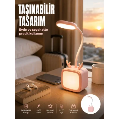 BUĞZ Modern Tasarımlı Şarj Edilebilir LED Gece Lambası