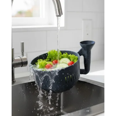 BUĞZ Modern Tasarımlı Sebze Yıkama Kabı Süzgeçli Pratik Mutfak Aparatı