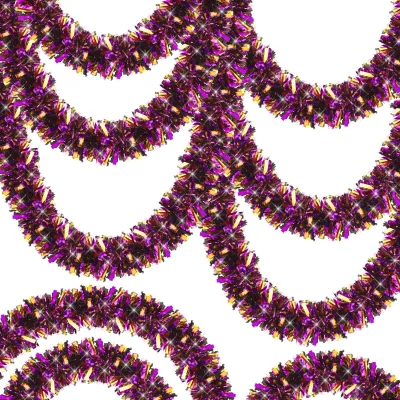  Mor Turuncu Renk 4 cm Genişlik Garland Çift Renk Sim Süs 180 cm